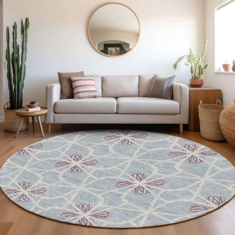 Premium Washable Super Soft Contemporary Tangle Mayfield Rug - Denim - 8' x 8'