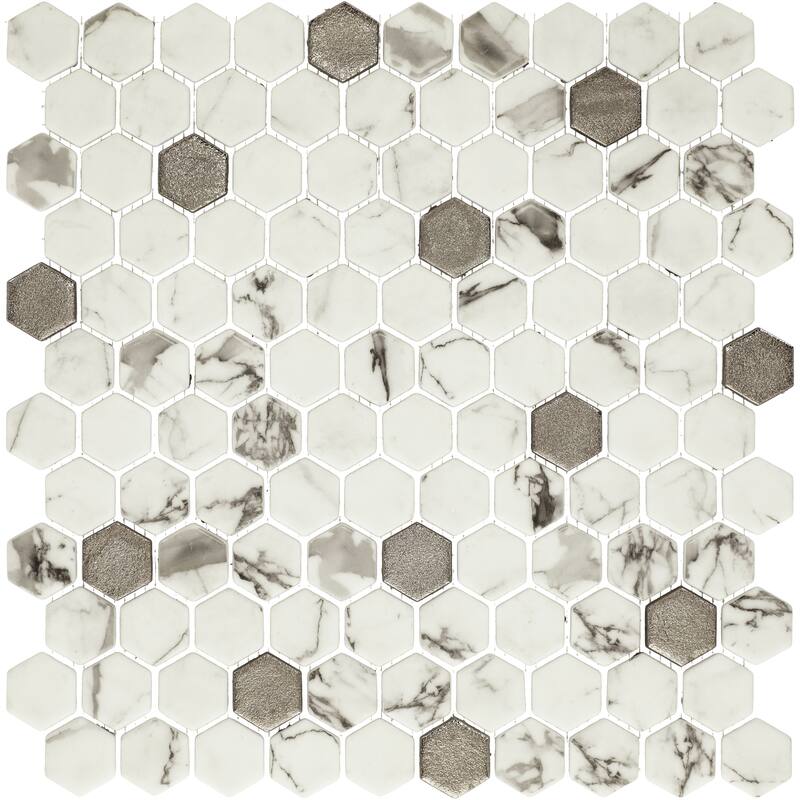 Daltile Uptown Glass 1" Hexagon Mosaic (18 PC Per Carton) (16.92 SQFT Per Carton)