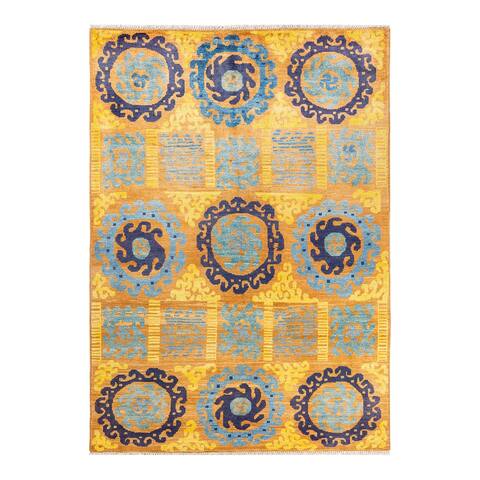 Overton Modern One-of-a-Kind Hand-Knotted Area Rug - Yellow, 6' 5" x 9' 0" - 6' 5" x 9' 0"