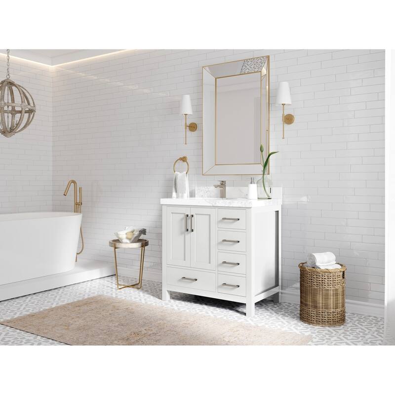 Willow Collections 36 in. W x 22 in. D Malibu Left Offset Sink Bathroom Vanity with Countertop