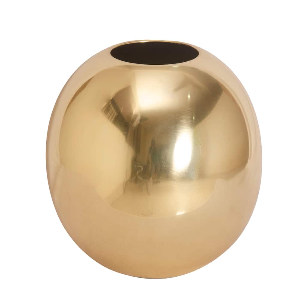 Transpac Metal 9.5 in. Gold Everyday Rounded Vase