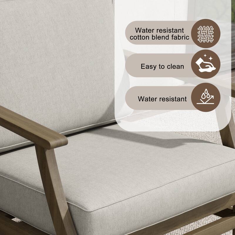 Teak Outdoor Patio Conversation Set with Cushions and Tables (6-Piece)