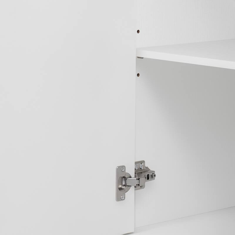 47.2'' Modern TV Stand Media Console with Wood Legs, White Entertainment Center for TVs up to 43'' for Living Room