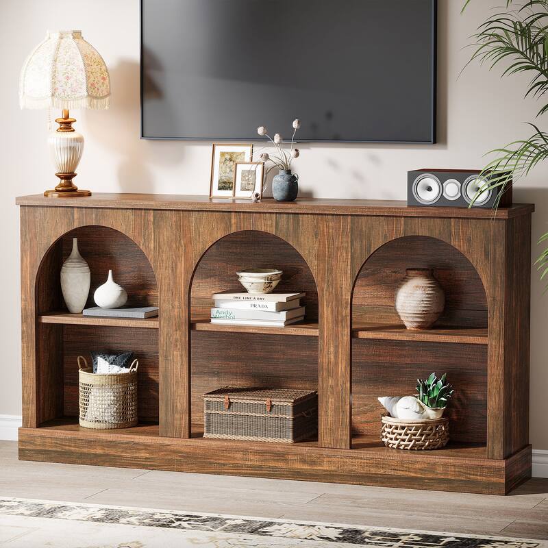 63-Inch Farmhouse Console Table with 3 Tier Storage