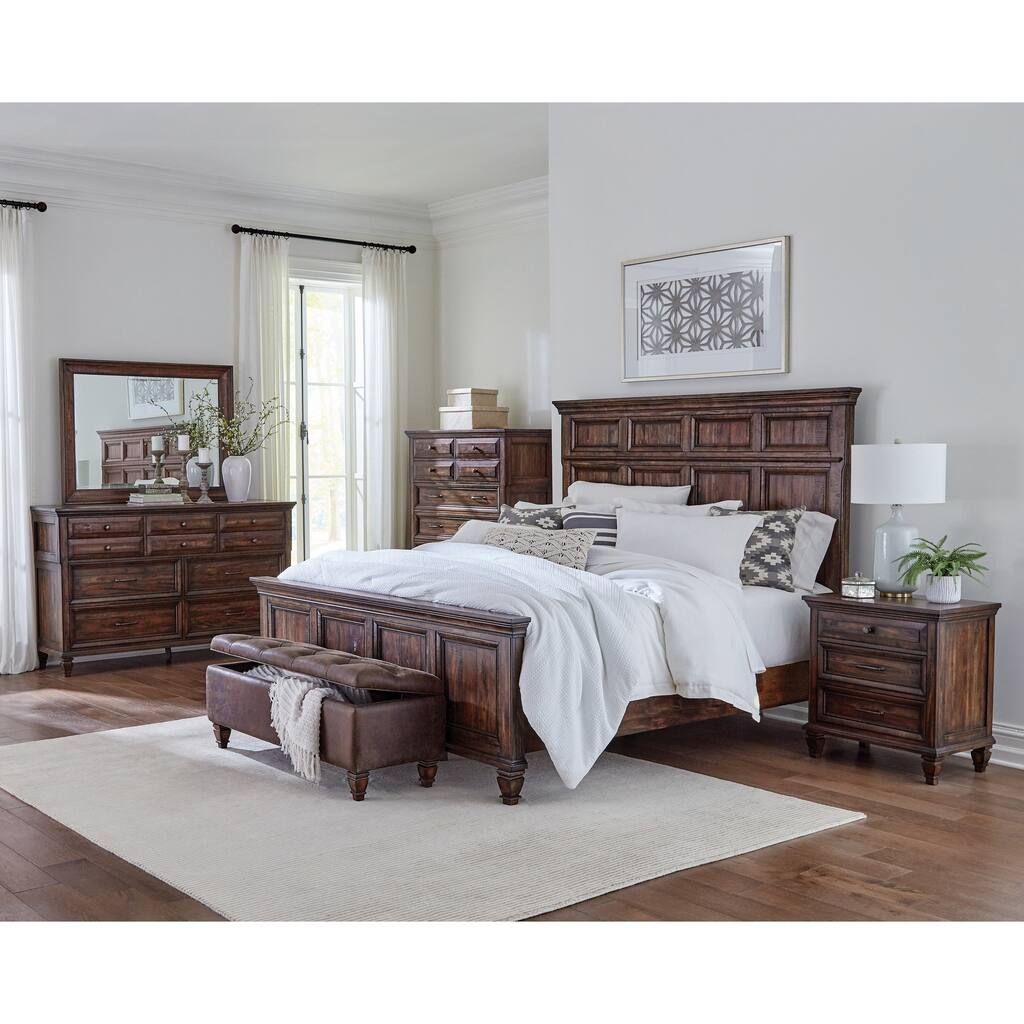 Serra Weathered Burnished Brown 3-piece Bedroom Set with 2 Nightstands.