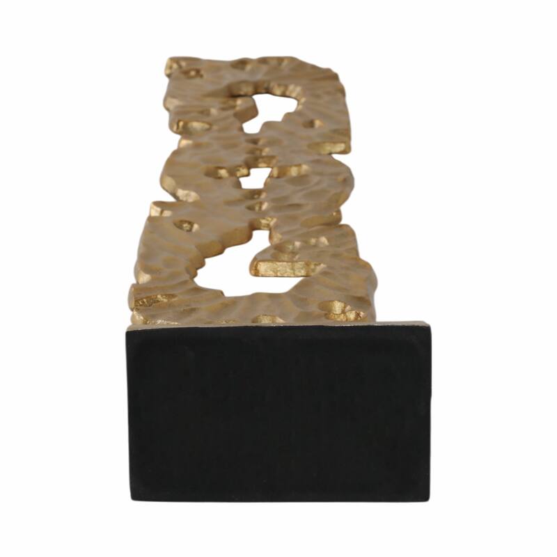 Metal Sculpture with Abstract Cutout Textured Form Modern Art Accent