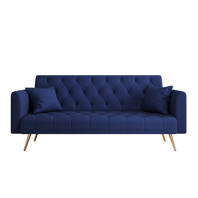 71" Velvet Green Gray Double Sofa Bed