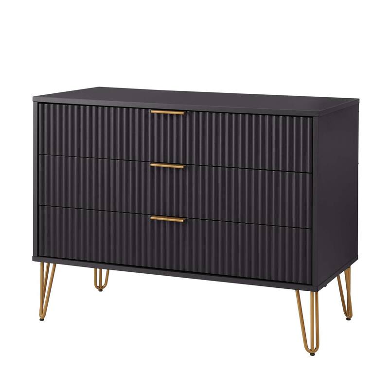 Manhattan Comfort 2-Piece Dumbo Modern Standard 3-Drawer Dresse 2.0 Nightstand Set