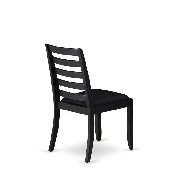 East West Furniture Dining Set Includes a Round Kitchen Table and Stackable Dining Chairs, Black (Pieces & Seat Type Options)