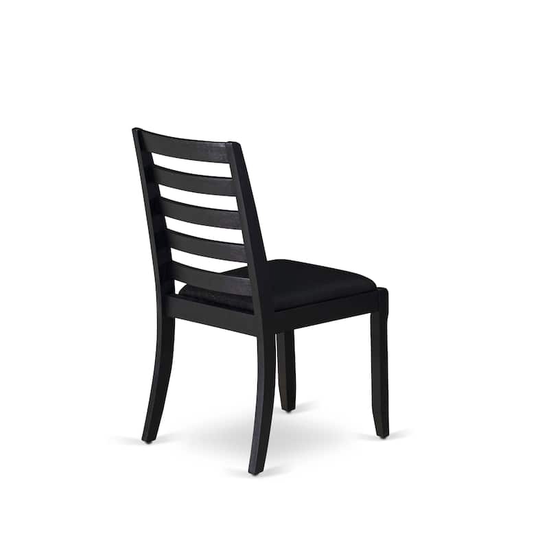 East West Furniture Dining Set Includes a Round Table & Stackable Dining Chairs, Black (Pieces & Seat Type Options)