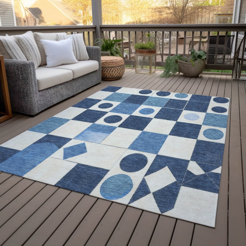 Machine Washable Indoor/Outdoor Casual Contemporary Chantille Rug