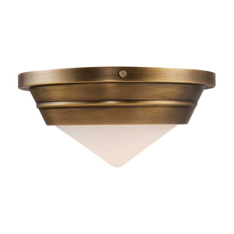 Alora Lighting FM348010 Willard 11" Wide Flush Mount Ceiling Fixture - Vintage Brass / Matte Opal Glass