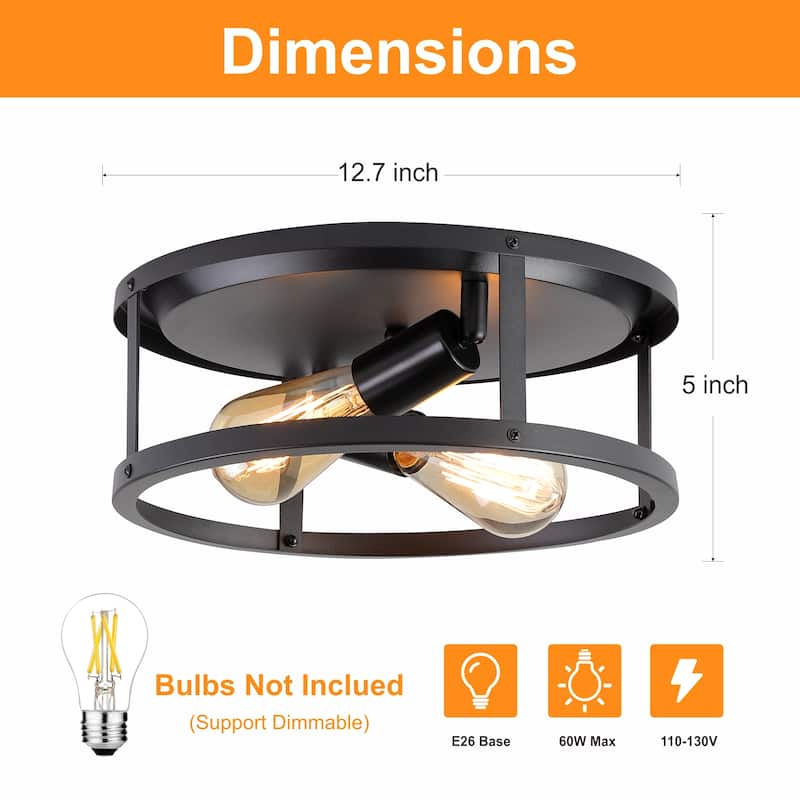 2 Light Farmhouse Flush Mount Ceiling Light-2 Pack