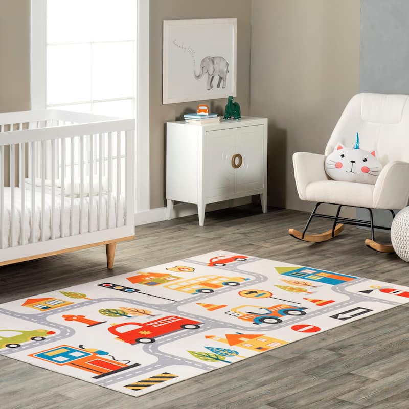 Nuloom Carmina SpinClean City Streets Machine Washable Kids Area Rug
