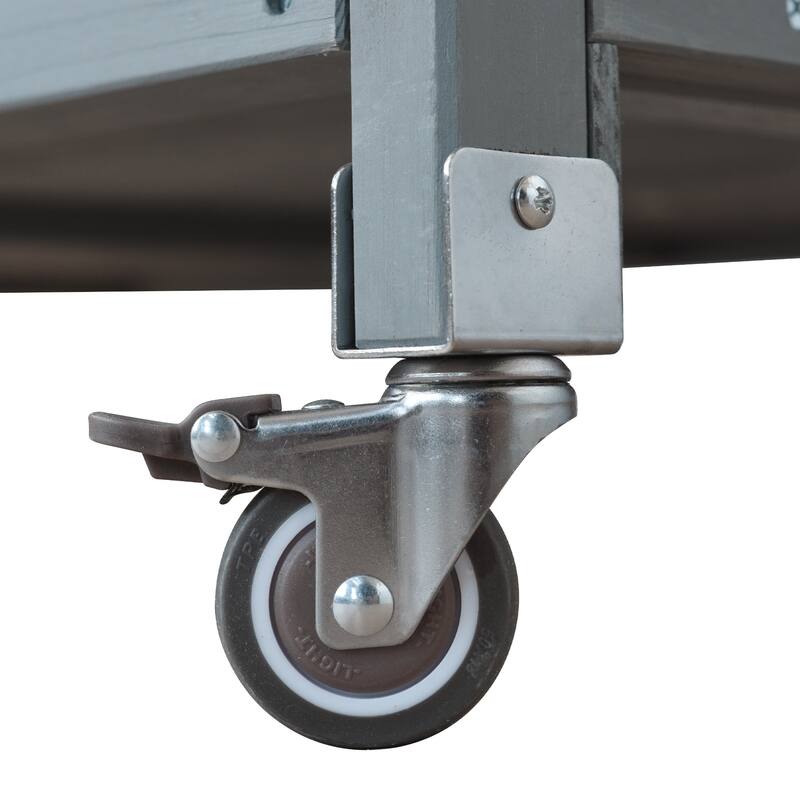 42 Inch Outdoor Kitchen Island Fir Wood Cabinet Stainless Steel Top with Shelf