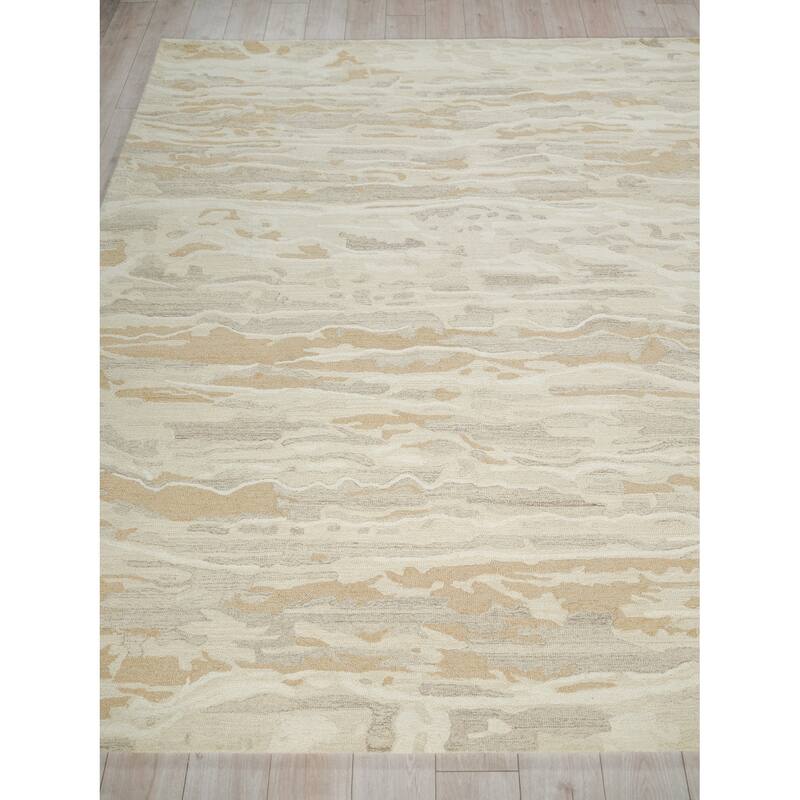 Cortero Handmade Hand Tufted New Zealand Wool Gold/Ivory Area Rug.