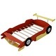 preview thumbnail 9 of 11, Red Full Size Wood Race Car-Shaped Platform Bed with Wheels