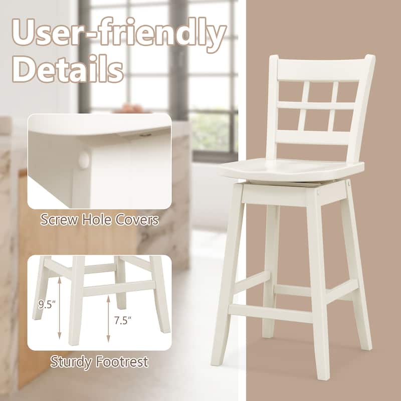 Gymax 2PCS 24.5 Inch Counter Height Bar Chairs Swivel Bar Stools w/