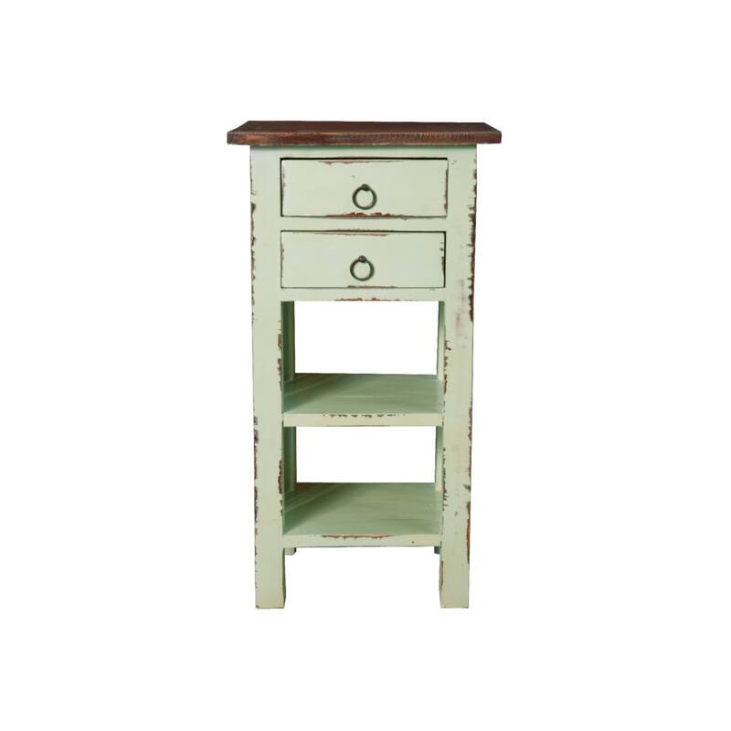 End Table With Storage - Solid Wood Nightstand, Display Shelf, Living Room Accent Table, Fully Assembled - 30