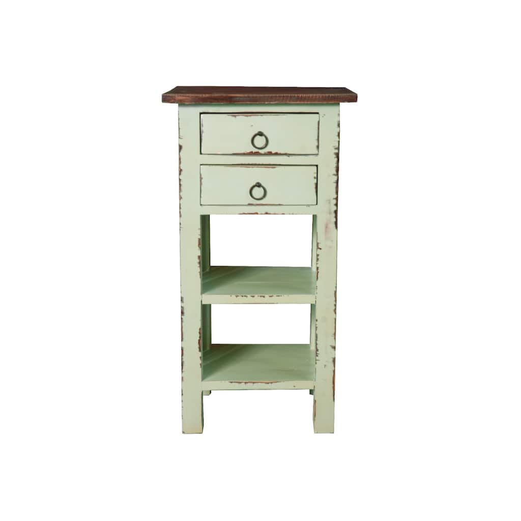 End Table With Storage - Solid Wood Nightstand, Display Shelf, Living Room Accent Table, Fully Assembled - 30