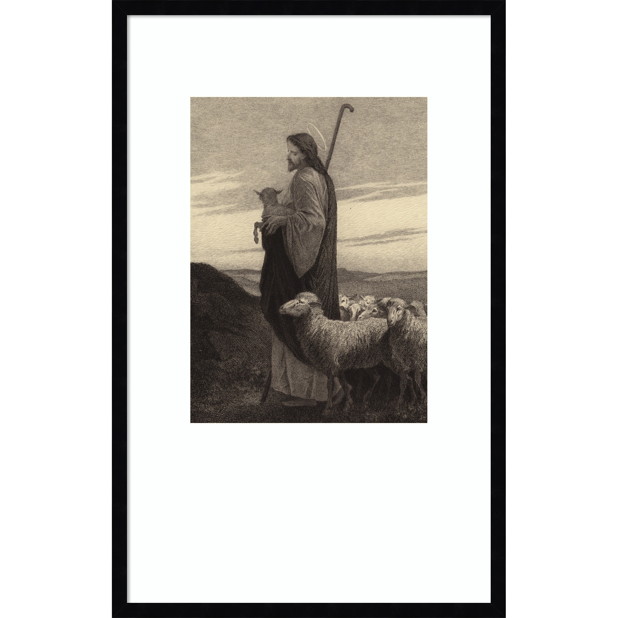 The Good Shepherd by Albert Robida Wood Framed Wall Art Print
