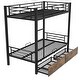 preview thumbnail 6 of 6, Black Twin over Twin Metal Bunk Bed with Storage Drawers