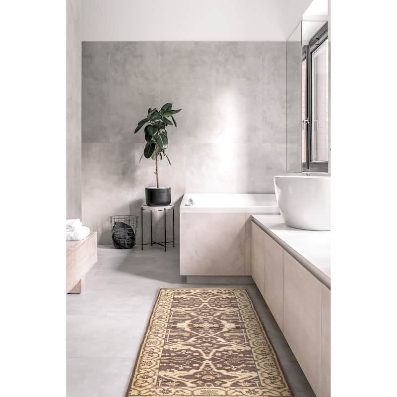 ECARPETGALLERY Hand-knotted Royal Oushak Brown Wool Rug - 2'6 x 7'8