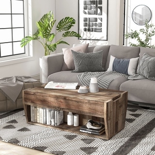 Furniture of America Rere Rustic 41-inch Wood 2-Shelf Lift-top Coffee Table