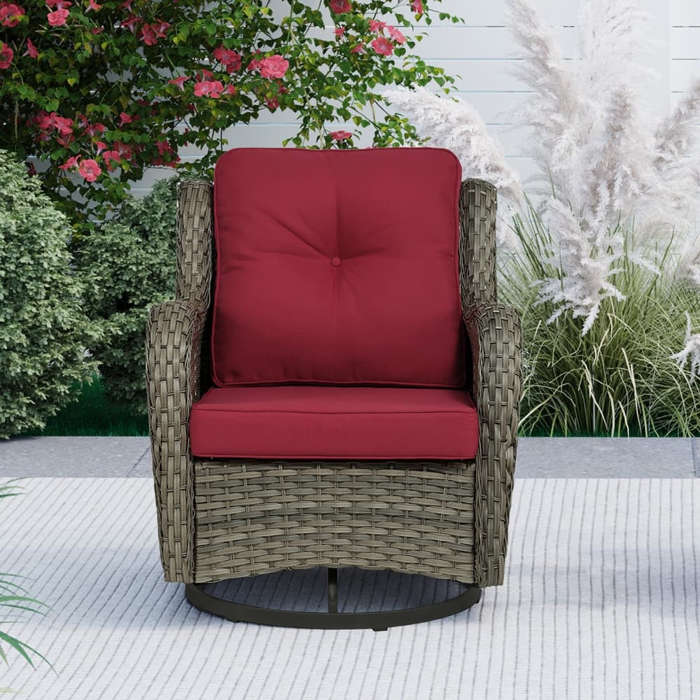 Outdoor Rattan Swivel Gliders Rocking Chair
