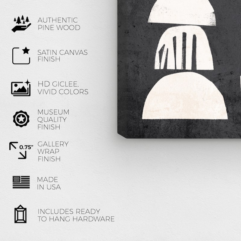 Wynwood Studio Canvas Abstract Cyclics Black and Mid-Century Modern Wall Art Canvas Print