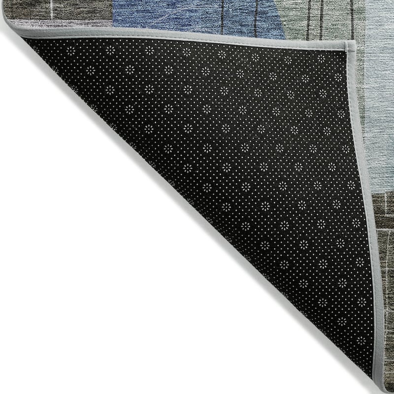 Machine Washable Indoor/ Outdoor Abstract Contemporary Chantille Rug