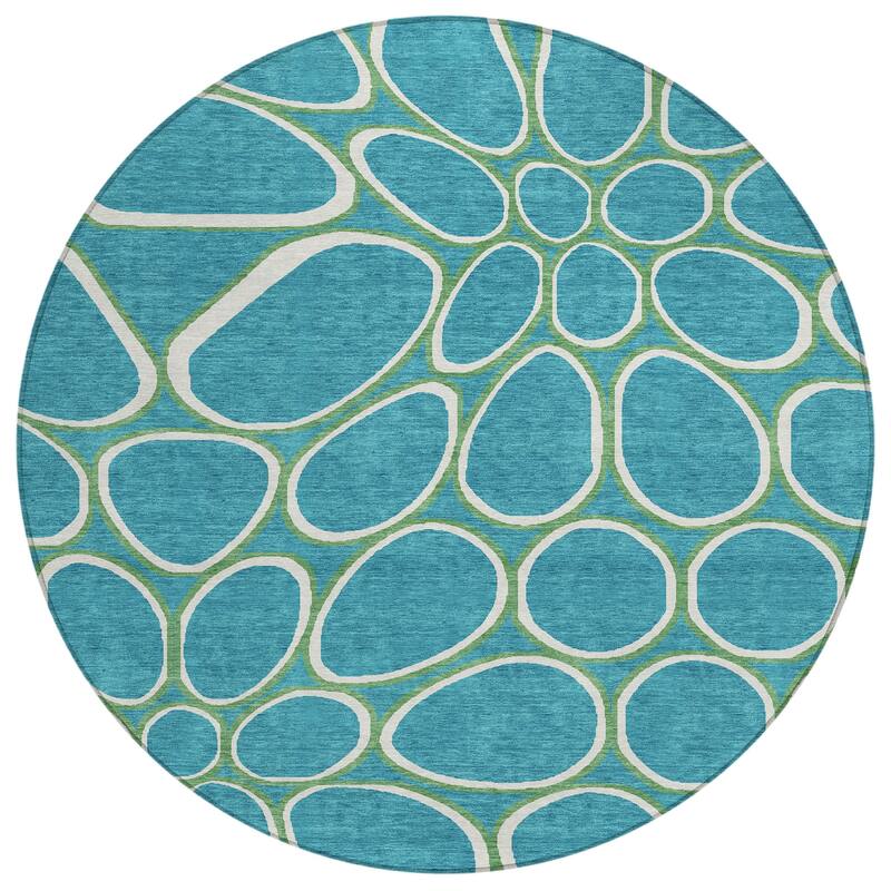 Machine Washable Indoor/ Outdoor Modern Bubbles Chantille Rug