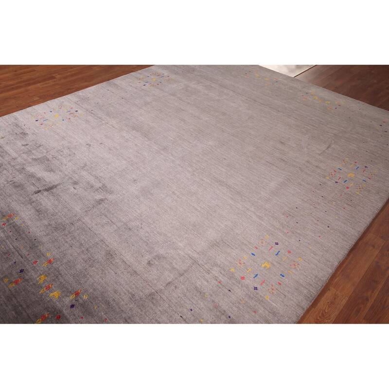 Gabbeh Oriental Area Rug Hand-Knotted Tribal Brown Wool Carpet - 7'8"x 9'9"