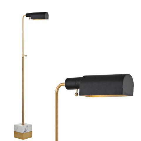 Carlisle 56.5" Adjustable Brass Library LED Floor Lamp, Brass Gold/Carrara Marble by JONATHAN Y - 41-56.5" H x 17" W x 6" D