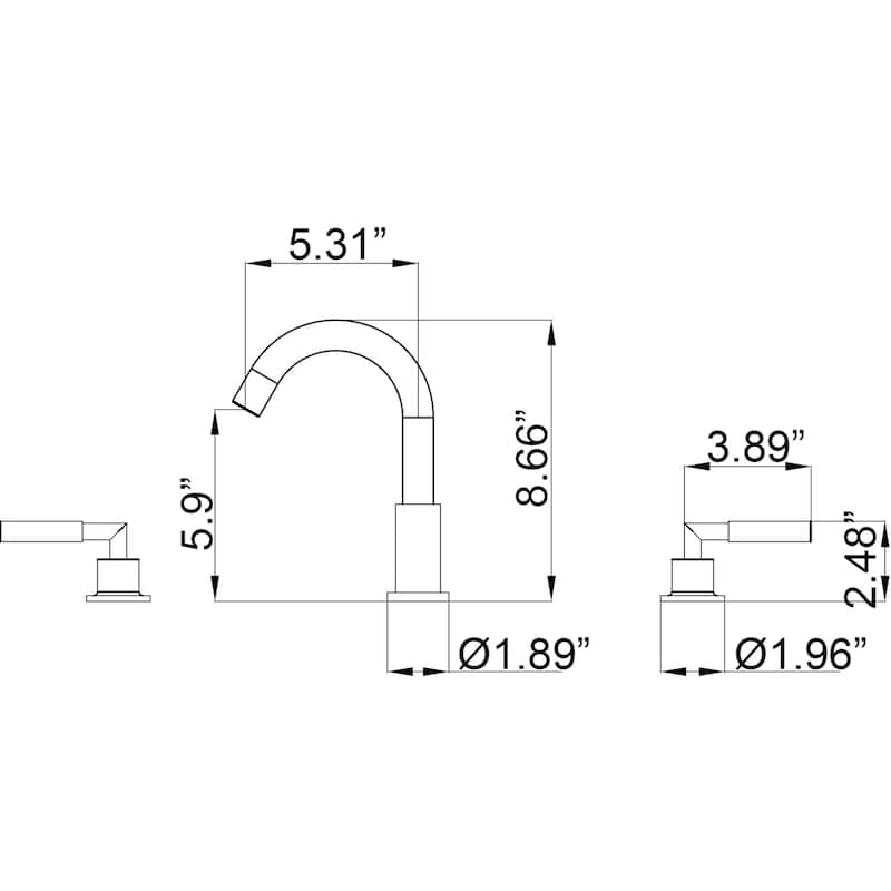 8.7"H Stainless Steel Widespread 2-handle Bathroom Sink Faucet