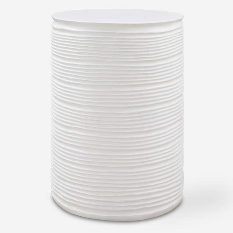 Uttermost Borderline White Drum Table - 18'' H X 13'' W X 13'' D