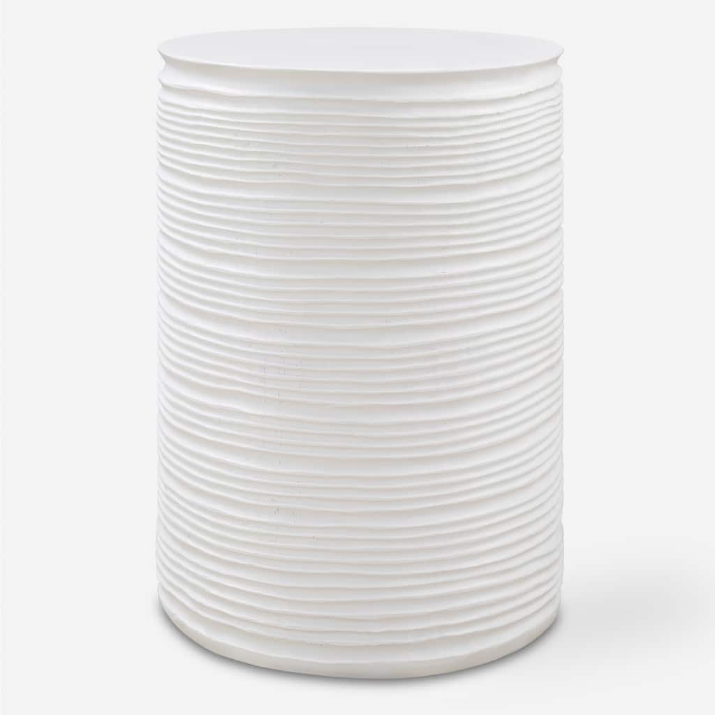 Uttermost Borderline White Drum Table - 18'' H X 13'' W X 13'' D