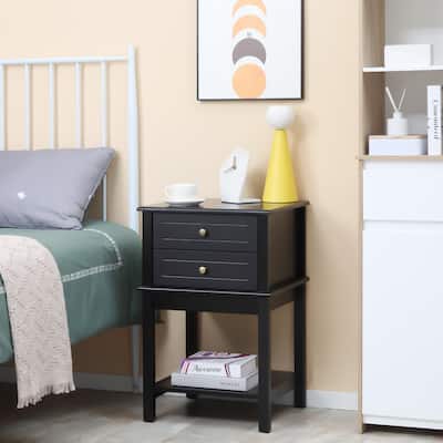 Sofa Side Table End Table Coffee Table Accent Table with 2 Storage Drawers and Open Bottom Shelf for Living Room