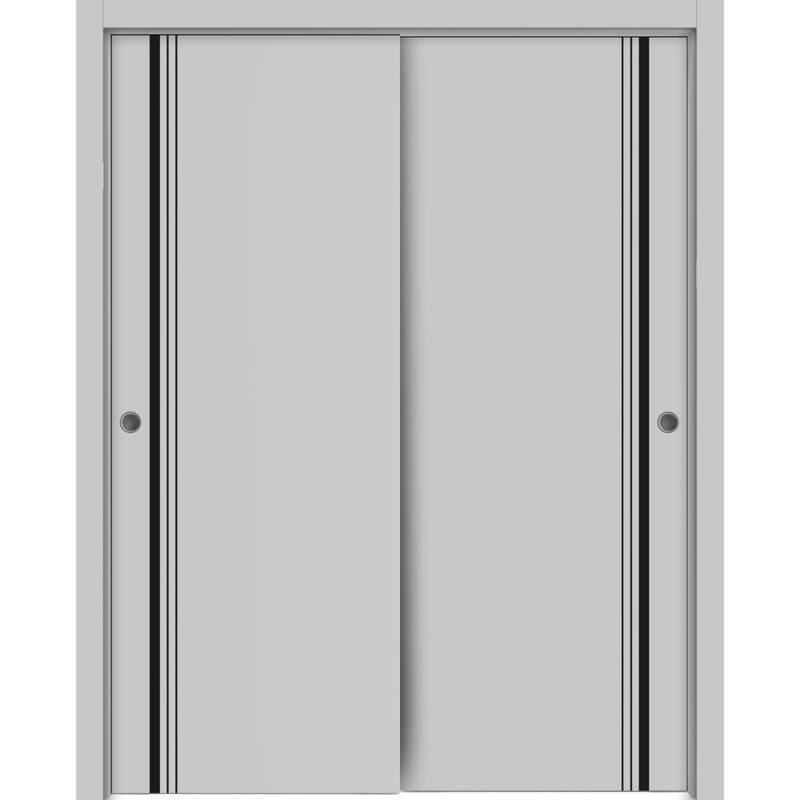 Bypass Doors 36 x 80 Planum 0011 Grey Matte with Sturdy Rails - Grey - 64" x 84" ( 2* 32x84)