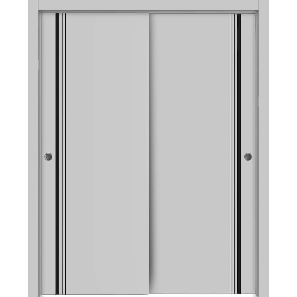 Bypass Doors 36 x 80 Planum 0011 Grey Matte with Sturdy Rails