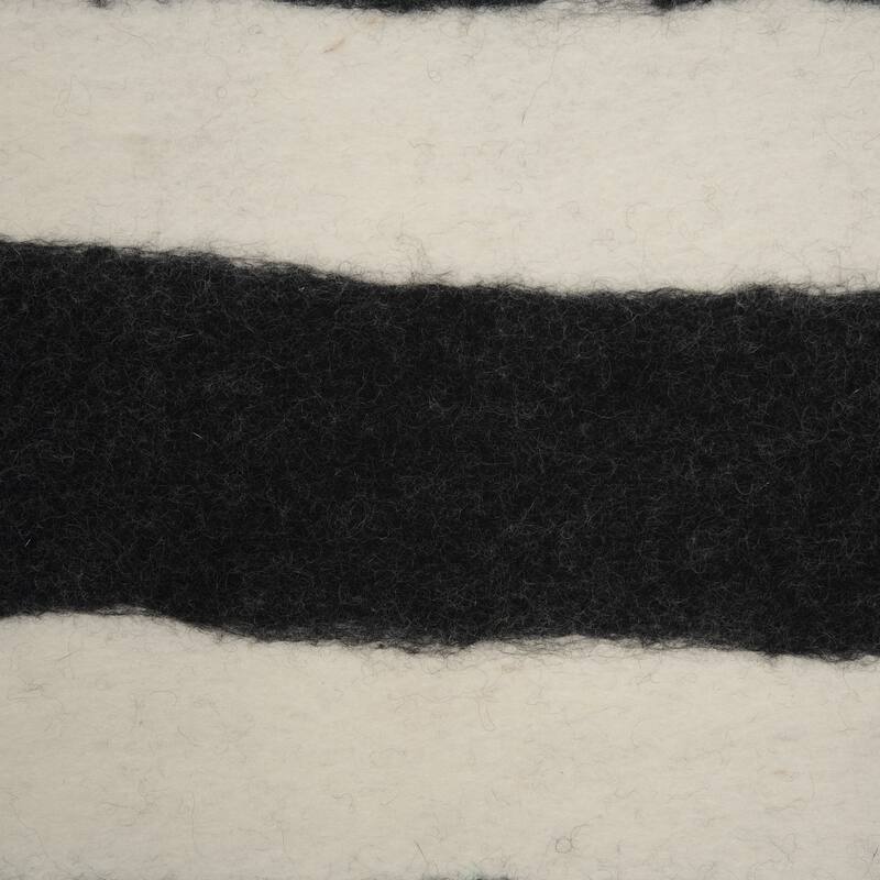Rollins Large Cream w/ Black Stripes Wool Framed Art - 44.0L x 2.0W x 38.0H