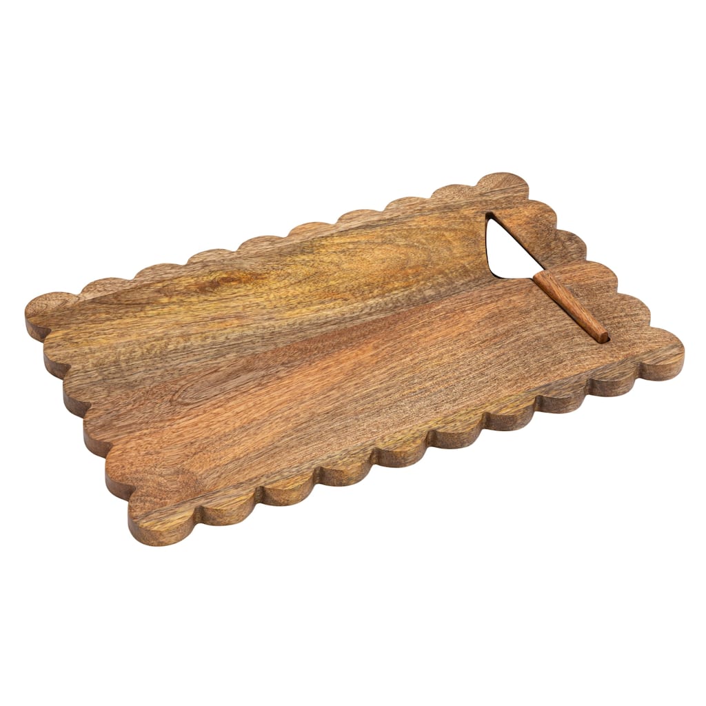 Mango Wood Serving Board with Knife - 16" L x 10" W