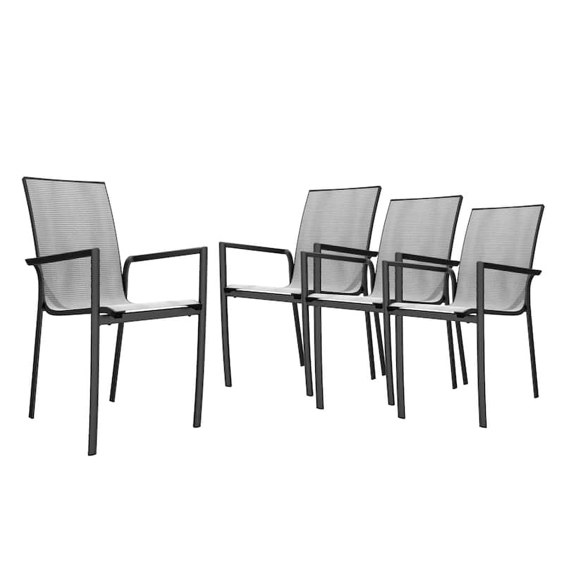 Outdoor Patio Grey Aluminum Dining Chairs (Set of 4 or 2)