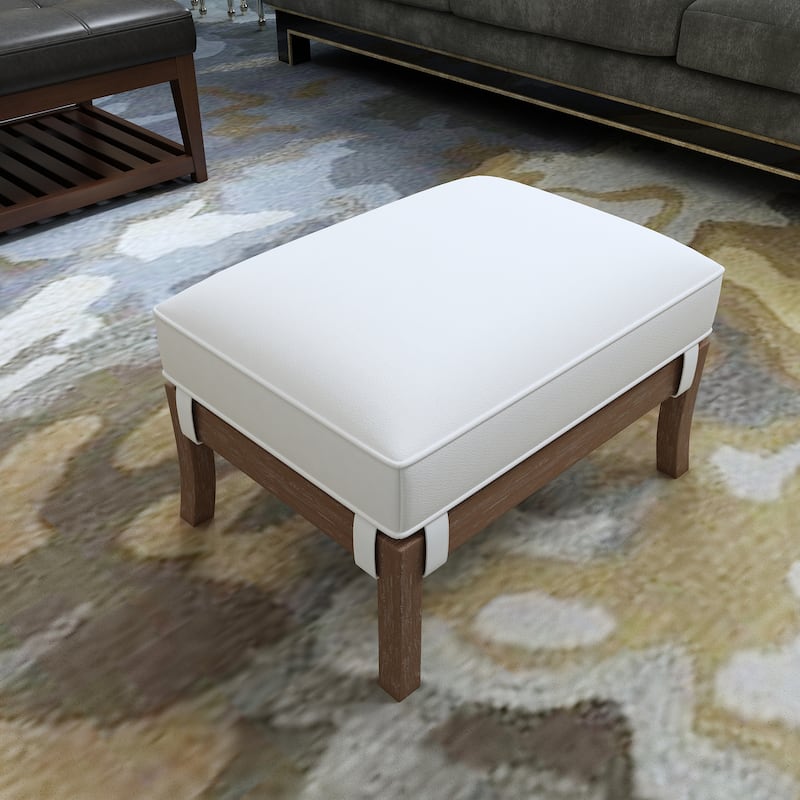 Kester 20-Inch Solid Rectangle Ottoman - White Fabric