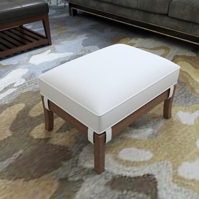 Kester 20-Inch Solid Rectangle Ottoman - White Fabric