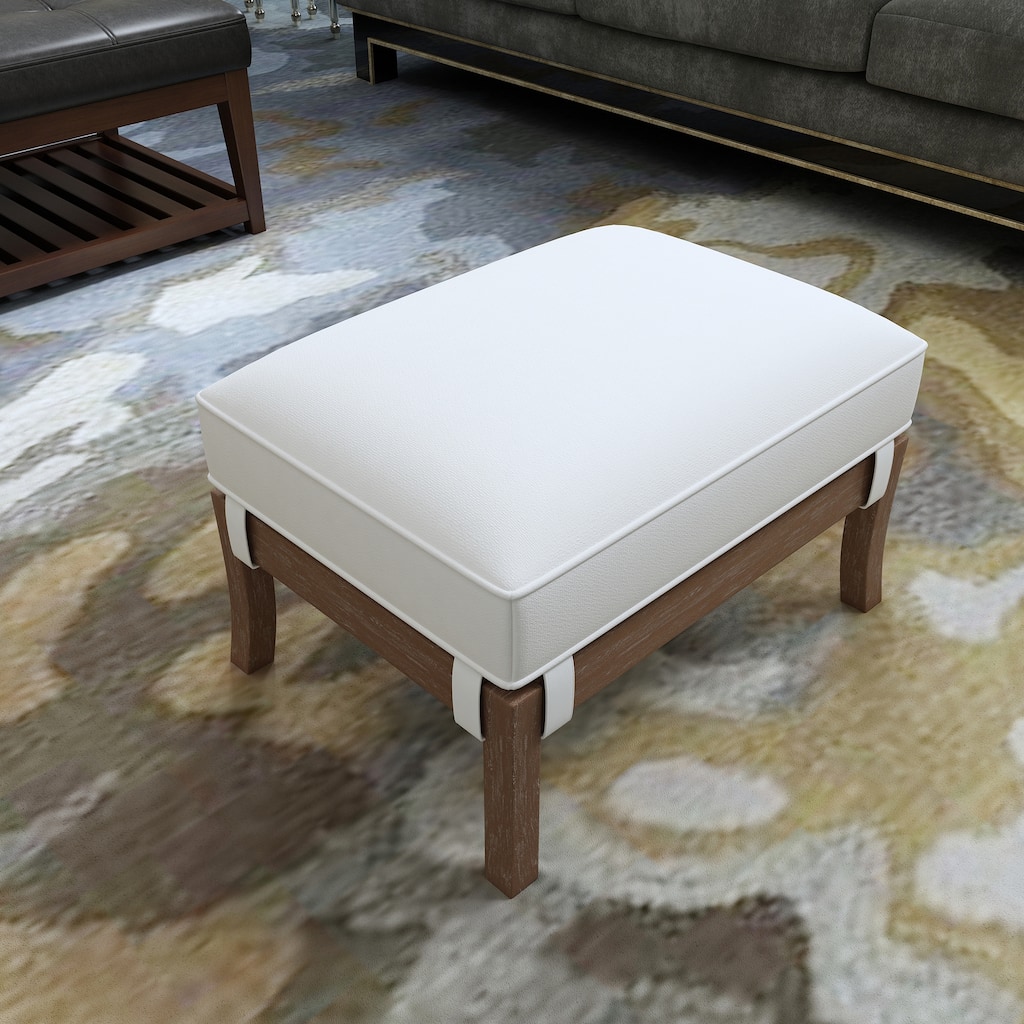 Kester 20-Inch Solid Rectangle Ottoman - White Fabric