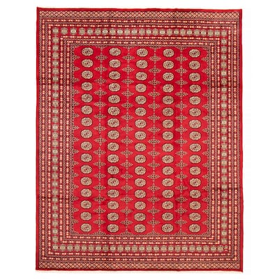ECARPETGALLERY Hand-knotted Finest Peshawar Bokhara Red Wool Rug - 8'3 x 10'3