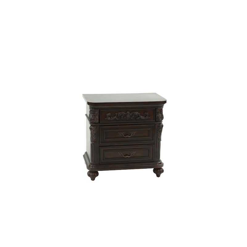 Traditional Antique 1pc Nightstand Bedroom Furniture Veneer 2-Drawers Hanging Pull Bedside Table