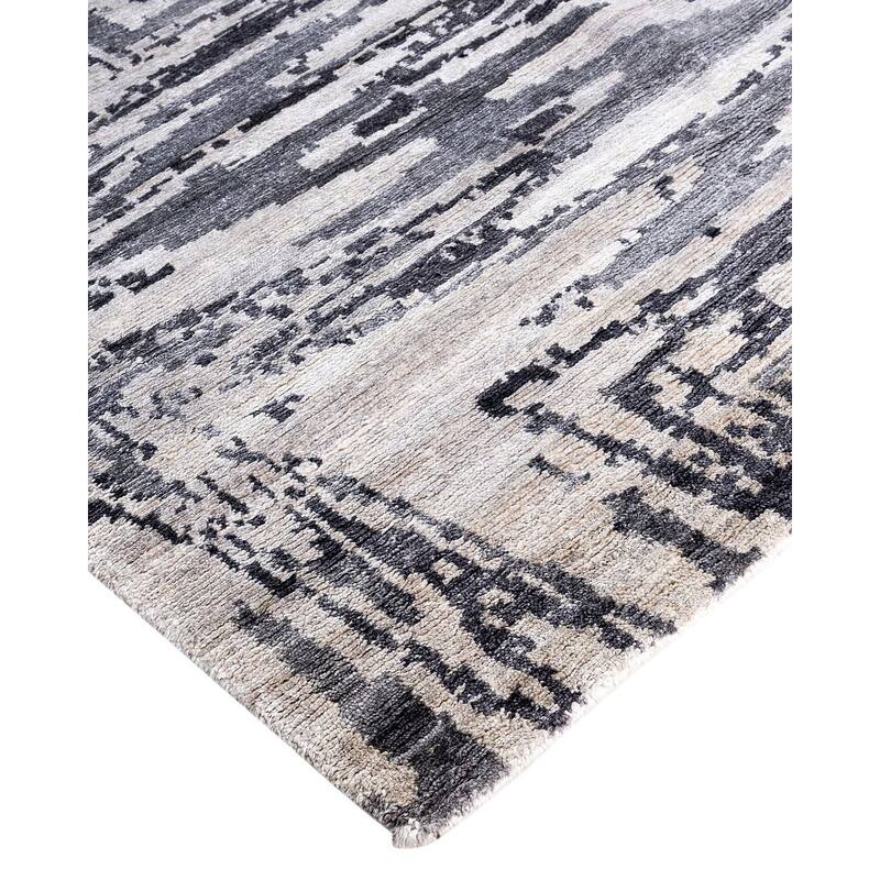 Modern One-of-a-Kind Hand-Knotted Area Rug, Ivory - 9' 0" x 12' 2"