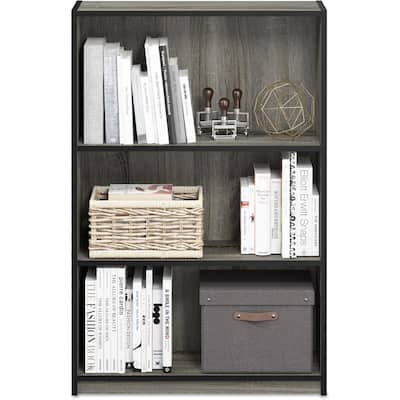 40.3 in. Tall French Oak Gray Wood 3-Shelf Bookcase